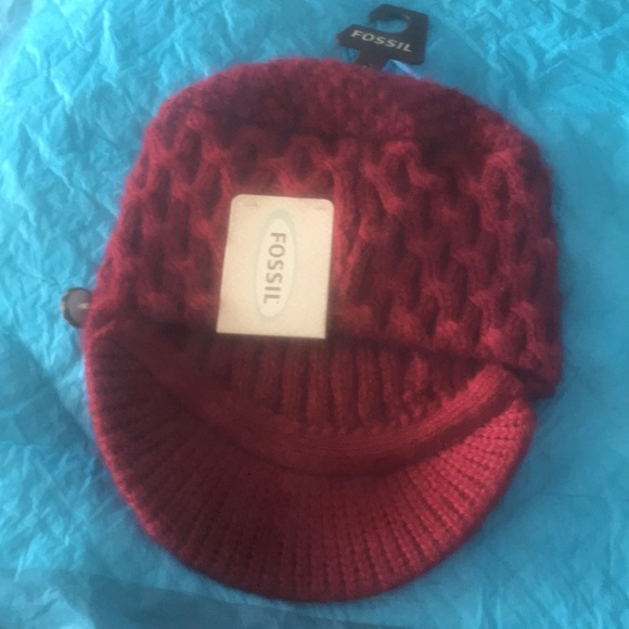 NWT: FOSSIL Knit  Hat w/Visor Beanie - Picture 7 of 11